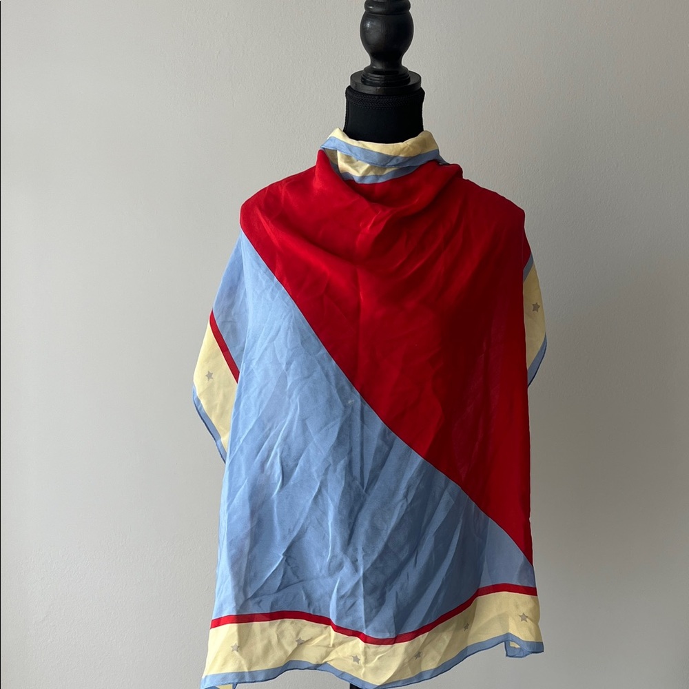 ALFRED SUNG vintage Red and Blue Scarf
